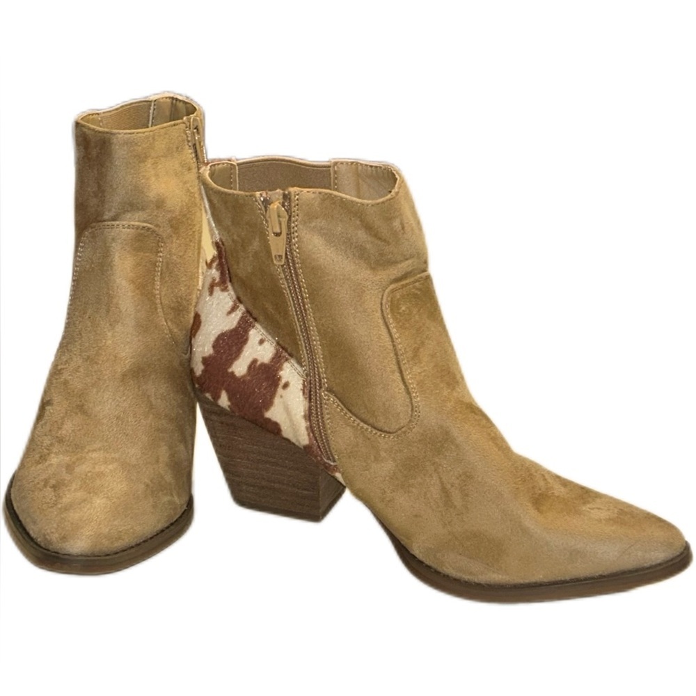 NWT Cato Brown‎ Faux Fur Cow Ankle Boots Size 9